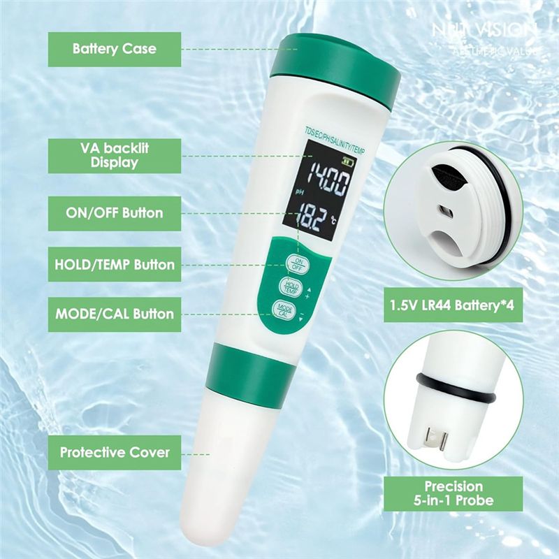 AT02-5 In1 Meteran PH Digital  - Ph Meter Digital Water Tester ulasan dan harga